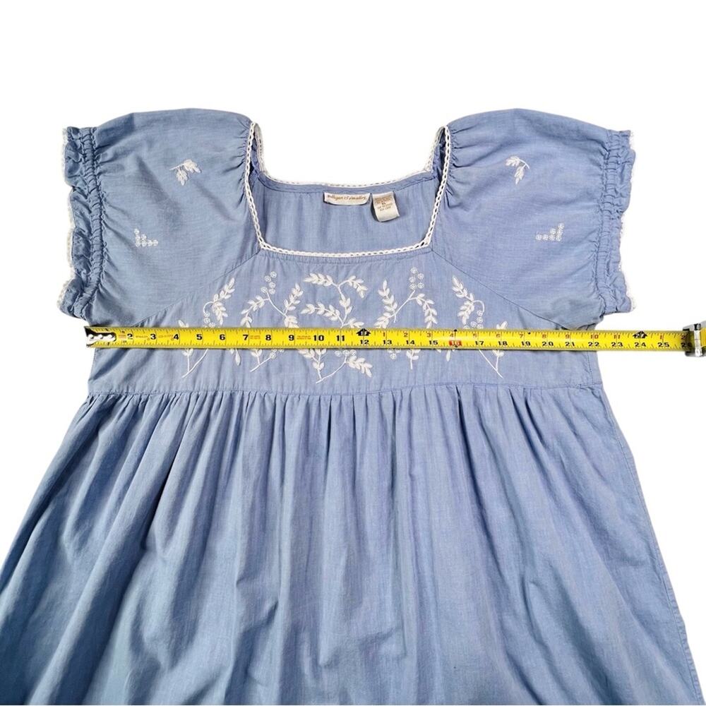 Gilligan O'Malley Nightgown XL Blue Chambray Y2K Cottagecore Prairie Ruffle VTG - Picture 4 of 8